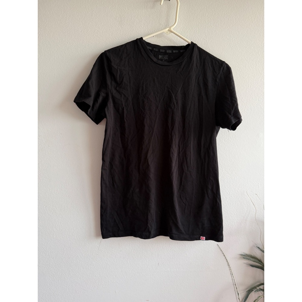Diesel Mens Small Black Cotton Short Sleeve Crewneck Logo T-Shirt 3160